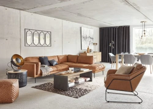 Pouf imitation cuir marron Maisons Du Monde Poufs Pouf Imitation Cuir Marron -Fauteuils Shop pouf imitation cuir marron 1000 9 0 222794 4