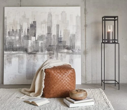 Pouf imitation cuir marron Maisons Du Monde Poufs Pouf Imitation Cuir Marron -Fauteuils Shop pouf imitation cuir marron 1000 9 0 222794 5