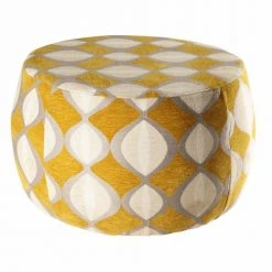 Maisons Du Monde Poufs Pouf Jacquard De Velours Moutarde Et Beige