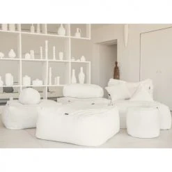 MX HOME Poufs Pouf Ottoman En Bouclette Blanc Crème 2 MX HOME Poufs Pouf Ottoman En Bouclette Blanc Crème -Fauteuils Shop pouf ottoman en bouclette blanc creme 2