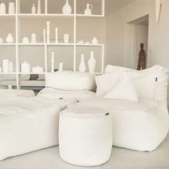 MX HOME Poufs Pouf Ottoman En Bouclette Blanc Crème 4 MX HOME Poufs Pouf Ottoman En Bouclette Blanc Crème -Fauteuils Shop pouf ottoman en bouclette blanc creme 4