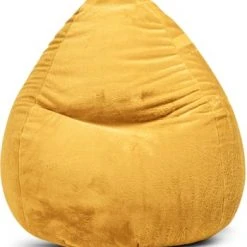Sitting Point Poufs Pouf Poire XXL D'intérieur Fourrure Douce Moutarde 80x130cm -Fauteuils Shop pouf poire xxl d interieur fourrure douce moutarde 80x130cm 4