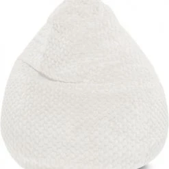 Sitting Point Poufs Pouf Poire XXL Fausse Fourrure Douce à Relief Ivoire 80x130cm