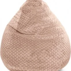 Sitting Point Poufs Pouf Poire XXL Fausse Fourrure Douce à Relief Rose Nude 80x130cm