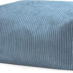 Sitting Point Poufs Pouf Repose Pied Carré Velours Grosse Cote Bleu Pétrole 55x65x35cm