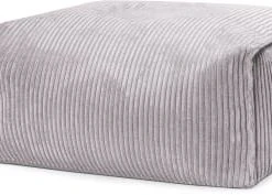 Sitting Point Poufs Pouf Repose Pied Carré Velours Grosse Cote Gris Anthracite 55x65x35cm -Fauteuils Shop pouf repose pied carre velours grosse cote gris clair 55x65x35cm