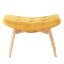 Maisons Du Monde Repose-pieds à Bouclettes Blanches Et Bouleau Massif -Fauteuils Shop pouf repose pieds style scandinave jaune iceberg 1000 16 36 138821 9 1