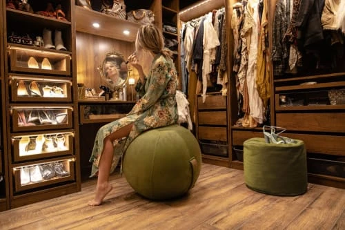 Pouf rond d'intérieur en velours sauge Jumbo Bag Poufs Pouf Rond D'intérieur En Velours Sauge -Fauteuils Shop pouf rond d interieur en velours sauge 1