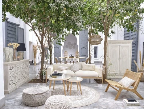 Pouf rond en coton imprimé Maisons Du Monde Poufs Pouf Rond En Coton Imprimé -Fauteuils Shop pouf rond en coton imprime 1000 3 32 165549 6