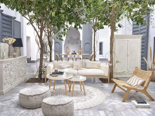 Pouf rond en coton imprimé Maisons Du Monde Poufs Pouf Rond En Coton Imprimé -Fauteuils Shop pouf rond en coton imprime 1000 3 32 165549 8