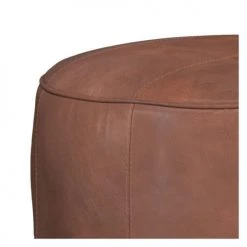 Rendez Vous Déco Poufs Pouf Rond En Cuir Camel -Fauteuils Shop pouf rond en cuir camel 2