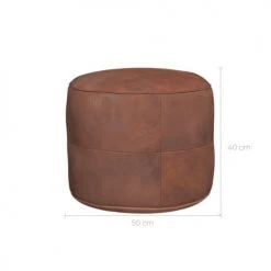Rendez Vous Déco Poufs Pouf Rond En Cuir Camel -Fauteuils Shop pouf rond en cuir camel 3