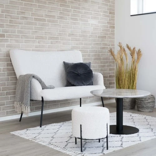 Pouf rond en tissu bouclette et métal D35,5cm blanc House Nordic Poufs Pouf Rond En Tissu Bouclette Et Métal D35,5cm Blanc -Fauteuils Shop pouf rond en tissu bouclette et metal d35 5cm blanc 1