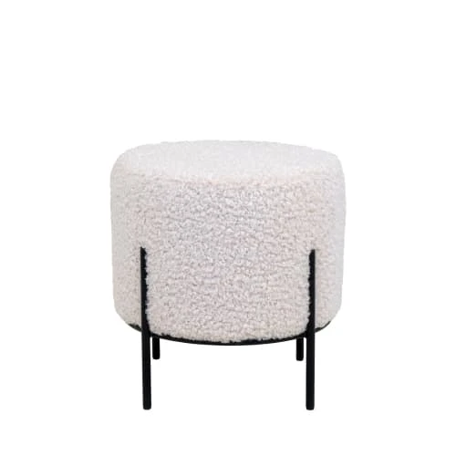 Pouf rond en tissu bouclette et métal D35,5cm blanc House Nordic Poufs Pouf Rond En Tissu Bouclette Et Métal D35,5cm Blanc -Fauteuils Shop pouf rond en tissu bouclette et metal d35 5cm blanc 2