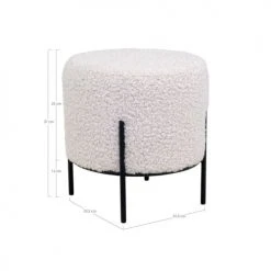 House Nordic Poufs Pouf Rond En Tissu Bouclette Et Métal D35,5cm Blanc 3 House Nordic Poufs Pouf Rond En Tissu Bouclette Et Métal D35,5cm Blanc -Fauteuils Shop pouf rond en tissu bouclette et metal d35 5cm blanc 3