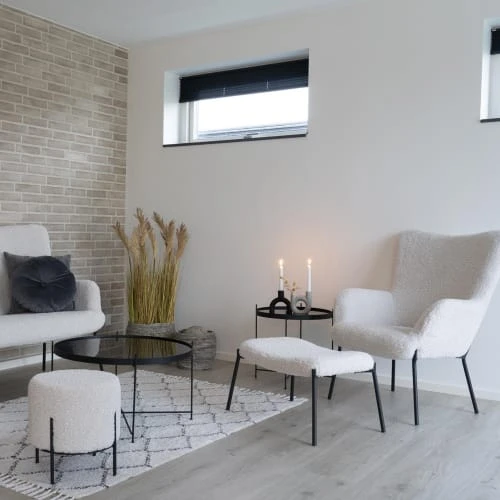 Pouf rond en tissu bouclette et métal D35,5cm blanc House Nordic Poufs Pouf Rond En Tissu Bouclette Et Métal D35,5cm Blanc -Fauteuils Shop pouf rond en tissu bouclette et metal d35 5cm blanc 5