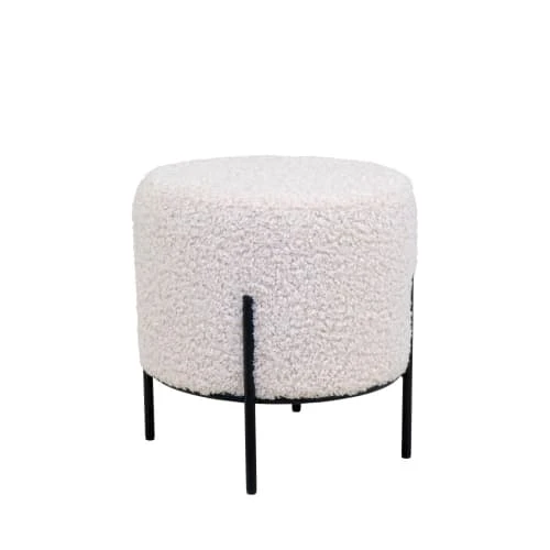 Pouf rond en tissu bouclette et métal D35,5cm blanc House Nordic Poufs Pouf Rond En Tissu Bouclette Et Métal D35,5cm Blanc -Fauteuils Shop pouf rond en tissu bouclette et metal d35 5cm blanc