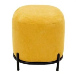 Meubles & Design Poufs Pouf Rond En Tissu Pieds Métal Jaune -Fauteuils Shop pouf rond en tissu pieds metal jaune 2