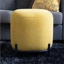 Meubles & Design Poufs Pouf Rond En Tissu Pieds Métal Jaune -Fauteuils Shop pouf rond en tissu pieds metal jaune 5