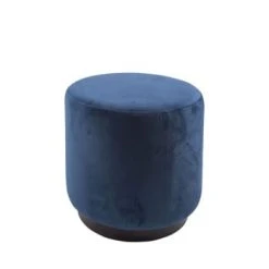 Leitmotiv Poufs Pouf Rond En Velours Noir -Fauteuils Shop pouf rond en velours bleu denim 3