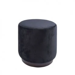 Leitmotiv Poufs Pouf Rond En Velours Noir