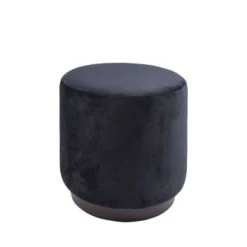 Leitmotiv Poufs Pouf Rond En Velours Noir -Fauteuils Shop pouf rond en velours noir 3