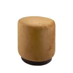 Leitmotiv Poufs Pouf Rond En Velours Bleu Denim -Fauteuils Shop pouf rond en velours ocre