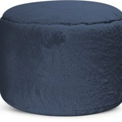 Sitting Point Poufs Pouf Rond Fausse Fourrure Douce Bleu Diamètre 50x30cm