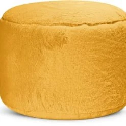 Sitting Point Poufs Pouf Rond Fausse Fourrure Douce Moutarde Diamètre 50x30cm -Fauteuils Shop pouf rond fausse fourrure douce moutarde diametre 50x30cm 5