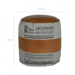 WOMO-DESIGN Poufs Pouf Rond, Gris/marron, Ø 43x47 Cm, En Cuir -Fauteuils Shop pouf rond gris marron oe 43x47 cm en cuir 2