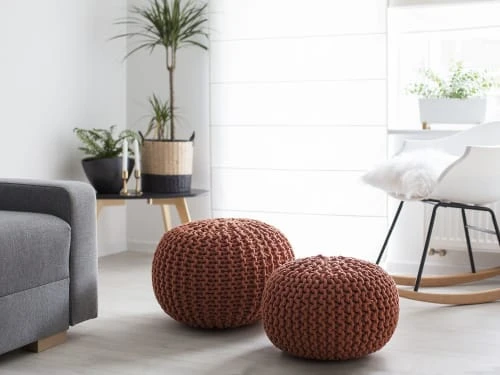 Pouf rouille 50 x 35 cm Beliani Poufs Pouf Rouille 50 X 35 Cm -Fauteuils Shop pouf rouille 50 x 35 cm 1