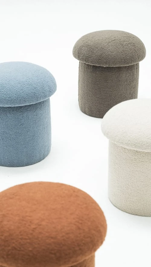 Pouf tapissé avec tissus bouclé en forme de champignon beige RNT By Really Nice Things Poufs Pouf Tapissé Avec Tissus Bouclé En Forme De Champignon Beige -Fauteuils Shop pouf tapisse avec tissus boucle en forme de champignon beige 2