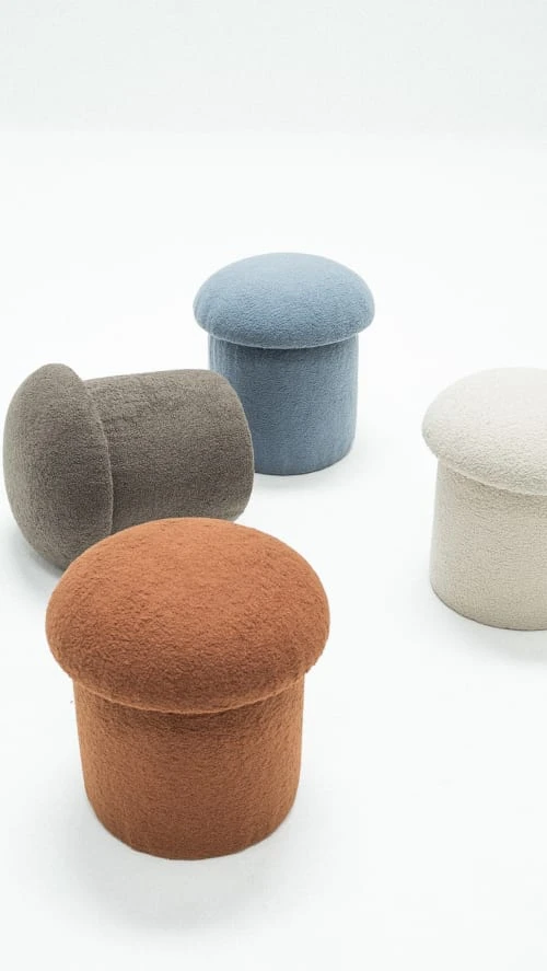 Pouf tapissé avec tissus bouclé en forme de champignon beige RNT By Really Nice Things Poufs Pouf Tapissé Avec Tissus Bouclé En Forme De Champignon Beige -Fauteuils Shop pouf tapisse avec tissus boucle en forme de champignon beige 5
