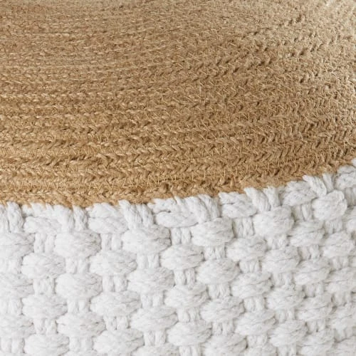 Pouf tressé en jute et coton blanc 30x60cm Maisons Du Monde Poufs Pouf Tressé En Jute Et Coton Blanc 30x60cm -Fauteuils Shop pouf tresse en jute et coton blanc 30x60cm 1000 13 16 169469 2