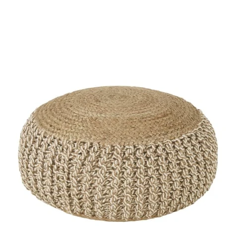 Pouf tressé en jute et coton marron et écru Maisons Du Monde Poufs Pouf Tressé En Jute Et Coton Marron Et écru -Fauteuils Shop pouf tresse en jute et coton marron et ecru 1000 5 35 222501 1