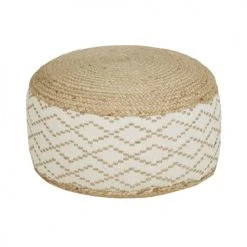 Maisons Du Monde Poufs Pouf Tressé Imprimé Géométrique Beige Et Marron