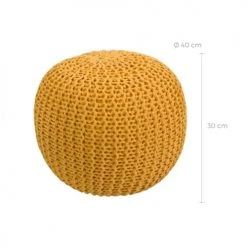 Rendez Vous Déco Poufs Pouf Tricot Rond En Coton Jaune Moutarde -Fauteuils Shop pouf tricot rond en coton jaune moutarde 3