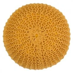 Rendez Vous Déco Poufs Pouf Tricot Rond En Coton Jaune Moutarde -Fauteuils Shop pouf tricot rond en coton jaune moutarde 4