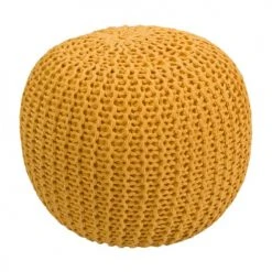 Rendez Vous Déco Poufs Pouf Tricot Rond En Coton Jaune Moutarde -Fauteuils Shop pouf tricot rond en coton jaune moutarde 5
