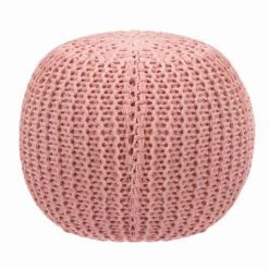 Rendez Vous Déco Poufs Pouf Tricot Rond En Coton Rose Poudré -Fauteuils Shop pouf tricot rond en coton rose poudre 4