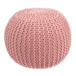 Rendez Vous Déco Poufs Pouf Tricot Rond En Coton Rose Poudré -Fauteuils Shop pouf tricot rond en coton rose poudre 5