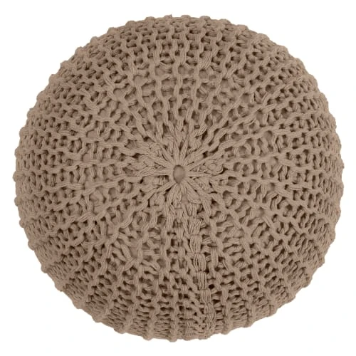 Pouf tricot rond en coton taupe Rendez Vous Déco Poufs Pouf Tricot Rond En Coton Taupe -Fauteuils Shop pouf tricot rond en coton taupe 2