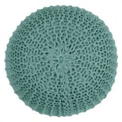 Rendez Vous Déco Poufs Pouf Tricot Rond En Coton Vert Céladon -Fauteuils Shop pouf tricot rond en coton vert celadon 2