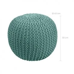 Rendez Vous Déco Poufs Pouf Tricot Rond En Coton Vert Céladon -Fauteuils Shop pouf tricot rond en coton vert celadon 3