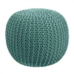 Rendez Vous Déco Poufs Pouf Tricot Rond En Coton Vert Céladon -Fauteuils Shop pouf tricot rond en coton vert celadon 5