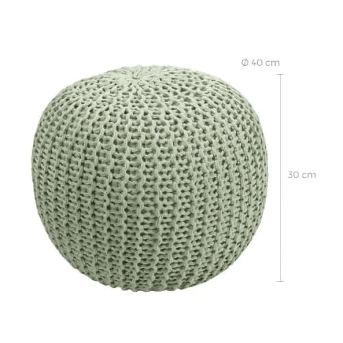 Pouf tricot rond en coton vert clair Rendez Vous Déco Poufs Pouf Tricot Rond En Coton Vert Clair -Fauteuils Shop pouf tricot rond en coton vert clair 3