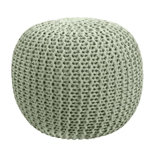 Pouf tricot rond en coton vert clair Rendez Vous Déco Poufs Pouf Tricot Rond En Coton Vert Clair -Fauteuils Shop pouf tricot rond en coton vert clair 5