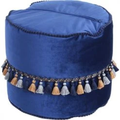 ReCollection Poufs Pouf Velours Bleu H38cm -Fauteuils Shop pouf velours bleu h38cm 2