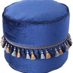 ReCollection Poufs Pouf Velours Bleu H38cm