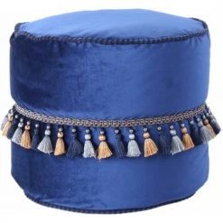 ReCollection Poufs Pouf Velours Bleu H38cm -Fauteuils Shop pouf velours bleu h38cm 3